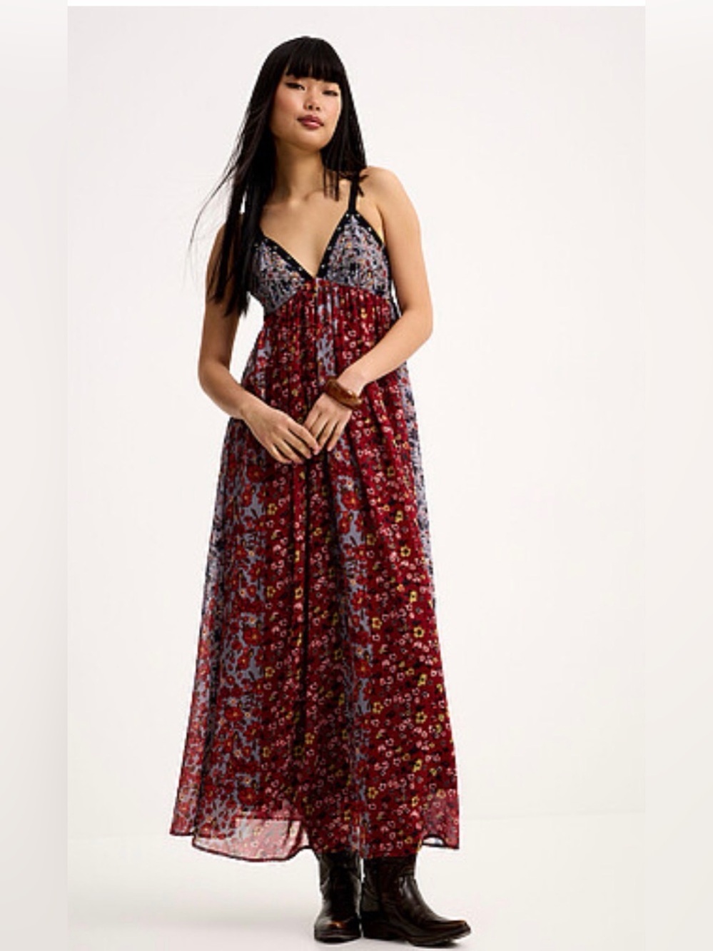 Twik by Simons Floral Sequin Maxi Dress NWT Size L